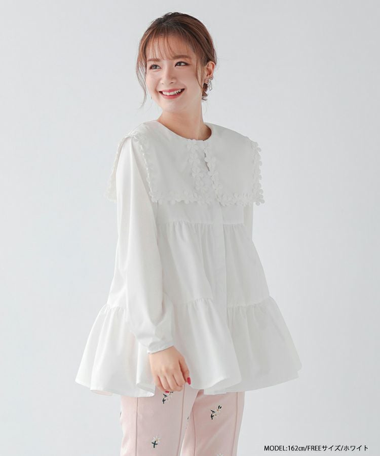 ZOZO限定商品】フラワーレース襟ブラウス【宅配便】 | Fit more
