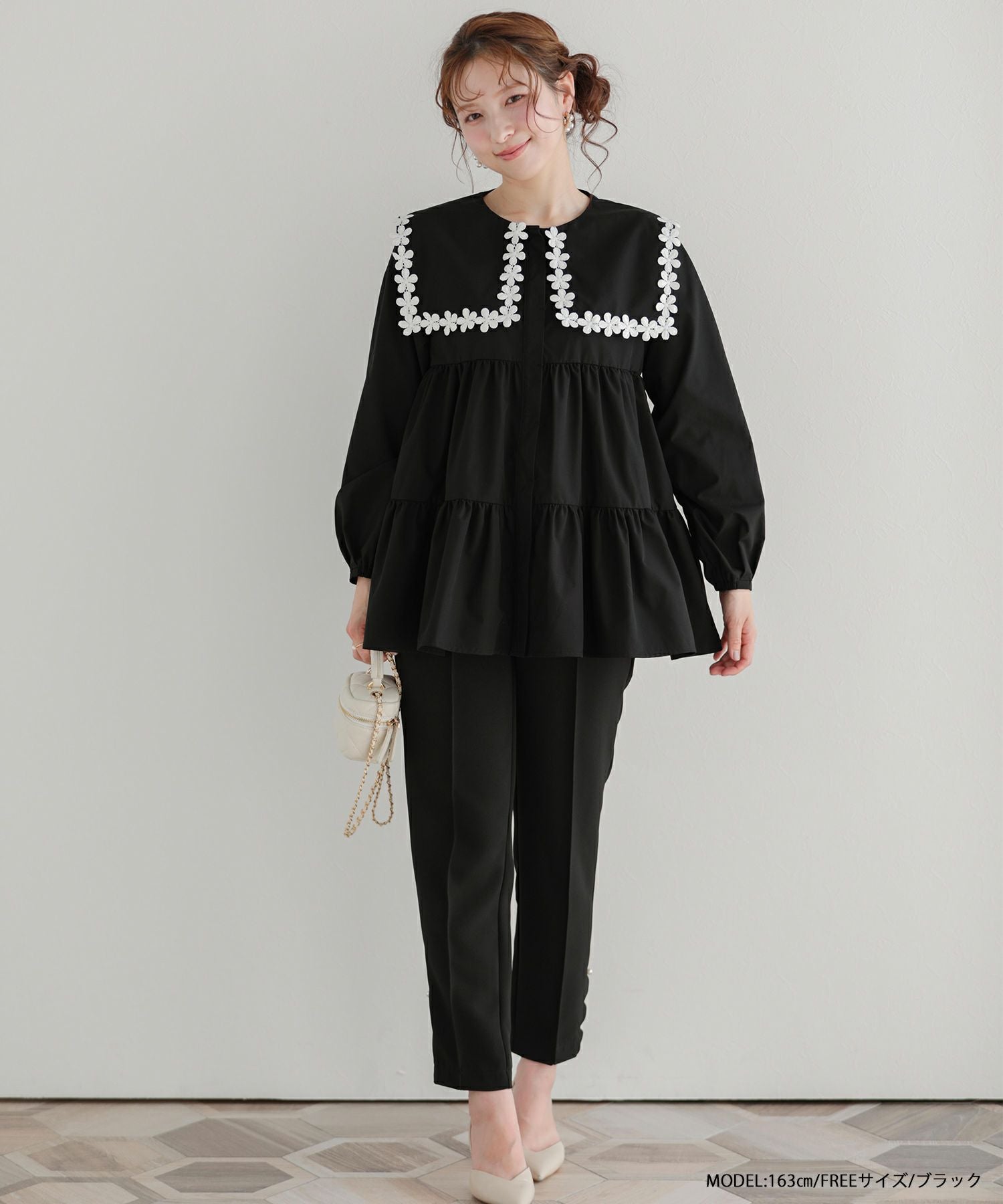ZOZO限定商品】フラワーレース襟ブラウス【宅配便】 | Fit more