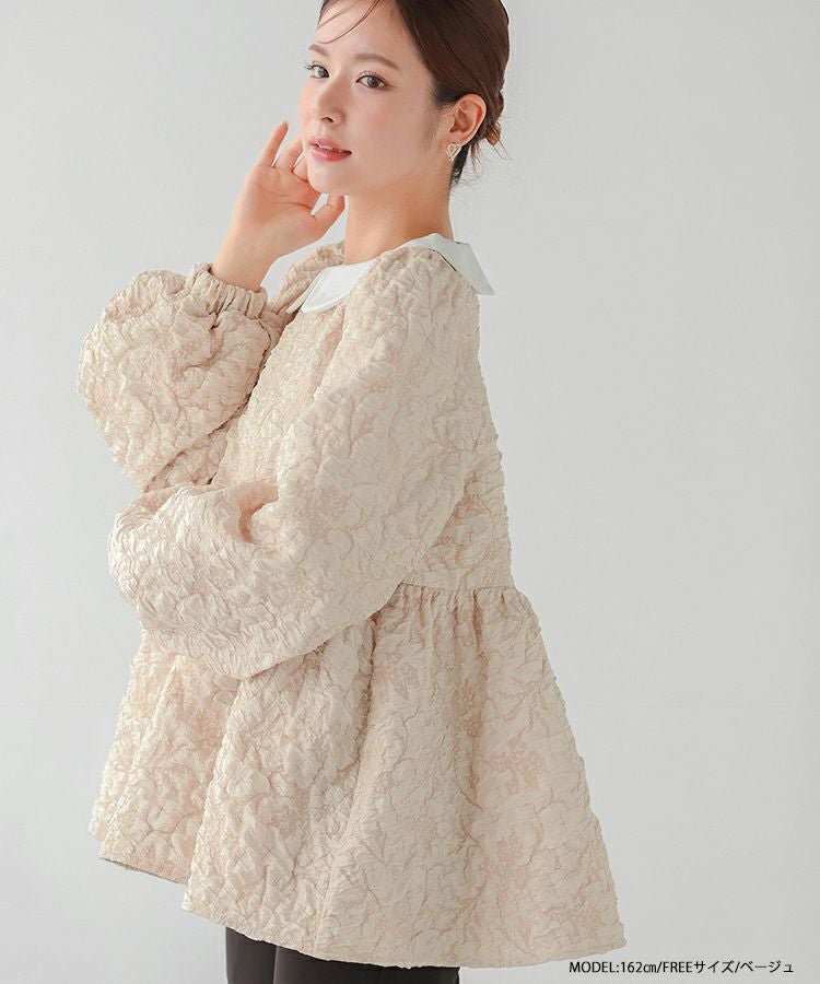 ZOZO限定商品】丸襟ジャガードペプラムトップス【宅配便】 | Fit more