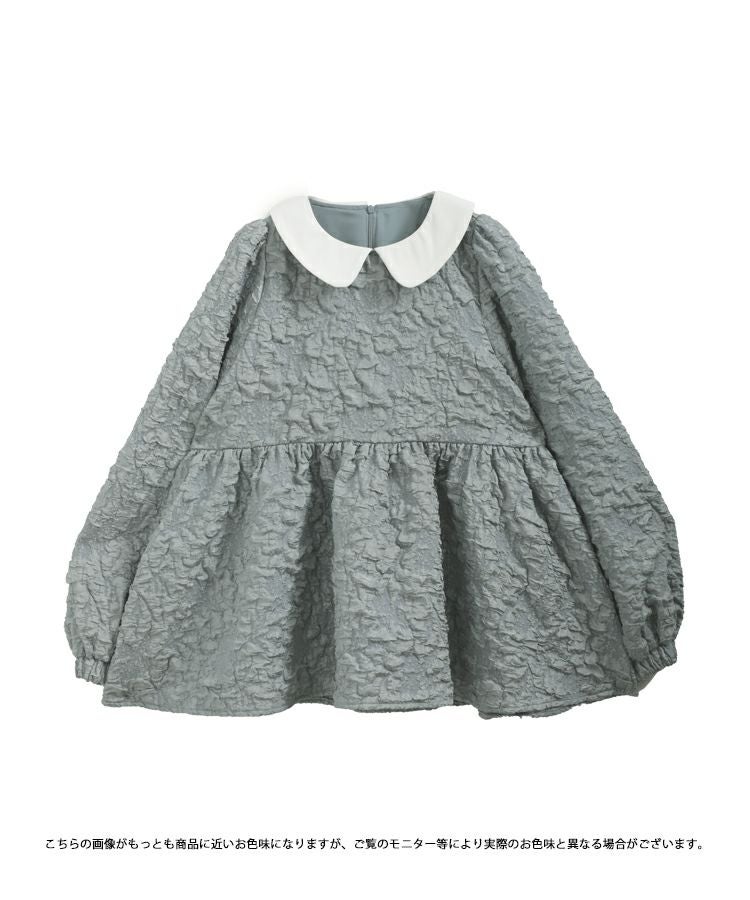 fitmore ☆新品タグつき☆ 丸襟ジャガードペプラムトップス Fit more（フィットモア） ブラウス シャツ 丸襟ジャガードペプラム