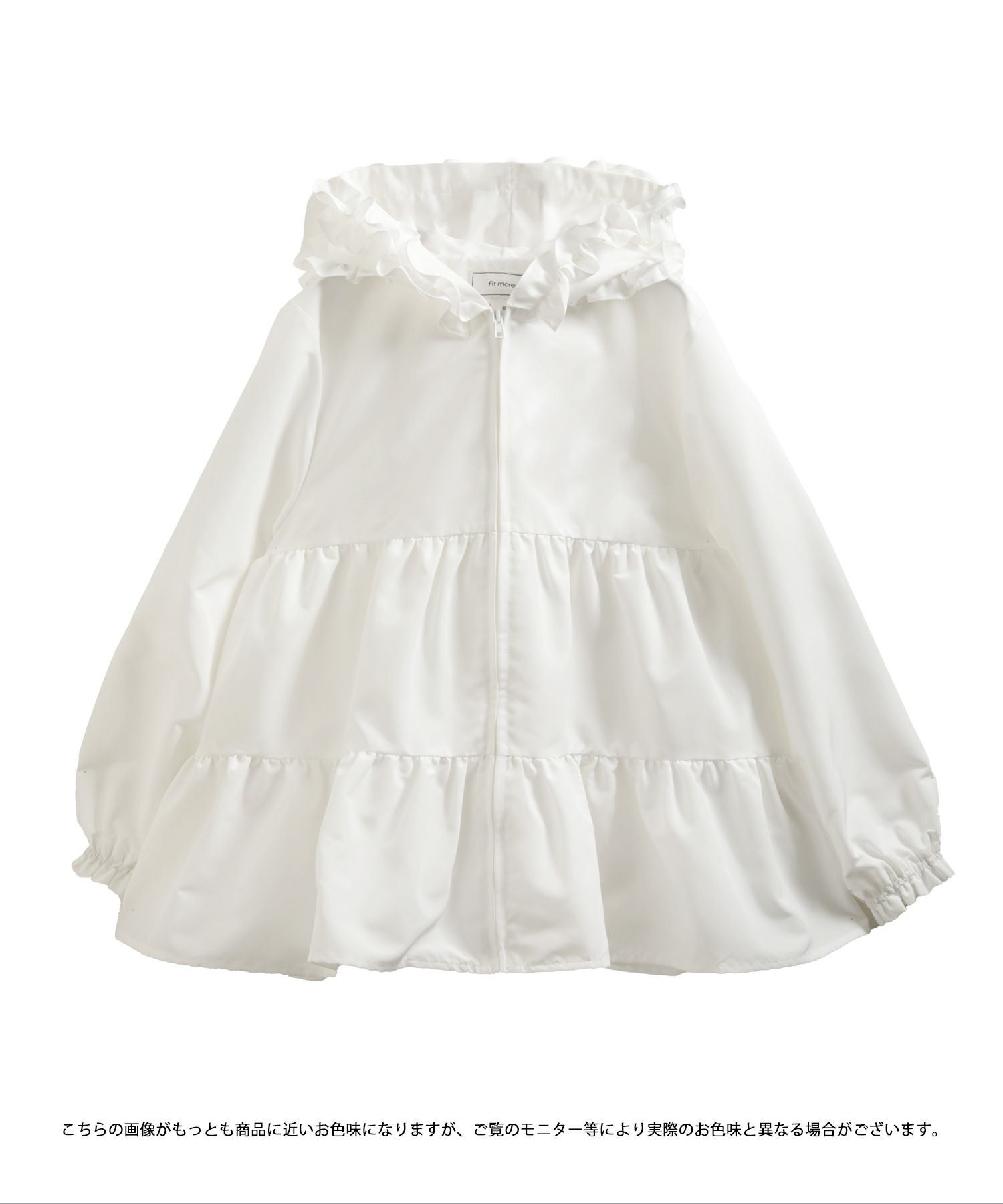 【Fit more】フリルフードティアードジャケット　ベージュ Fit more（フィットモア） コート アウター フリルフードティアード