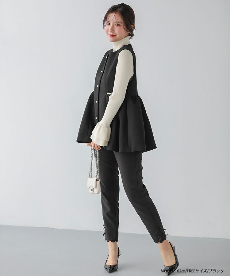 【未使用タグ付き】Fitmore パールジレ　ネイビー(おまけ付き) ZOZO限定商品】パールボタンペプラムジレ【宅配便】 | Fit more