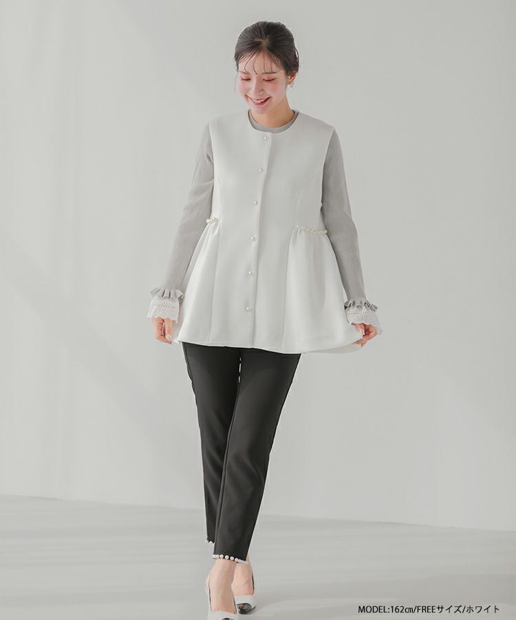 【新品タグ付き/完売】fitmore ハートボタンペプラムジレ ホワイト 新品タグ付き/完売】fitmore ハートボタンペプラムジレ ホワイトの通販