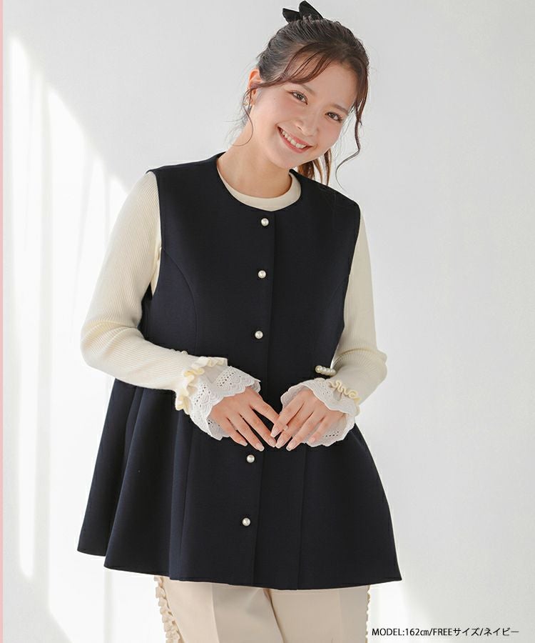 【未使用タグ付き】Fitmore パールジレ　ネイビー(おまけ付き) ZOZO限定商品】パールボタンペプラムジレ【宅配便】 | Fit more