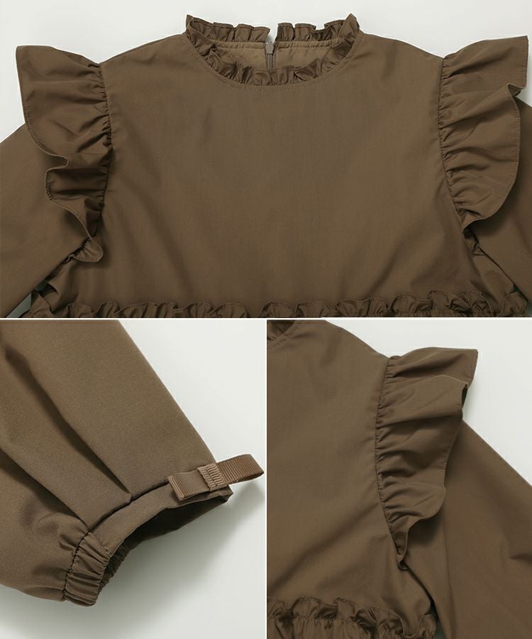 フィットモア　Fitmore リボン　切り替えフリルティアードトップス　【新品】 Fit more（フィットモア） ブラウス シャツ 切り替えフリルティアード