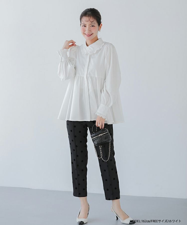 美品 MW TOKYO エムダブリュー フェイクパールボタン ペプラムブラウス 16-FK005 サイズ36 ネイビー レディース 古着 中古 USED 楽天市場】パールボタン前開きペプラムブラウス 【メール便不可