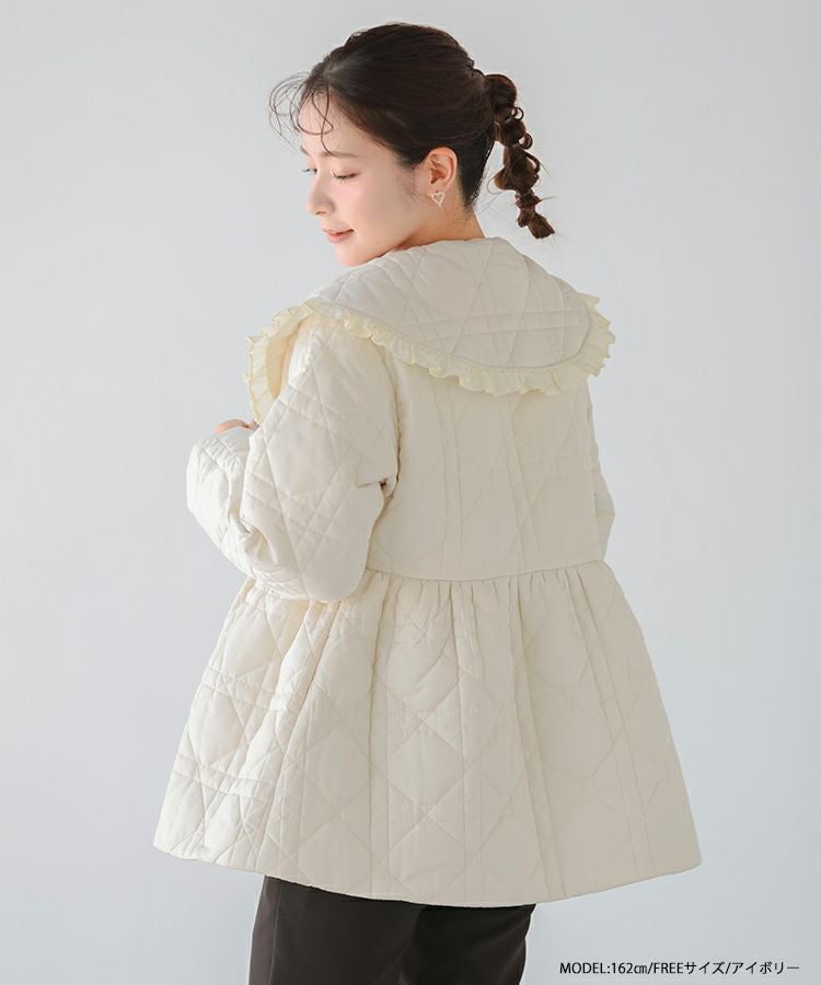ZOZO限定商品】ビッグカラーキルティングペプラムコート【宅配便 