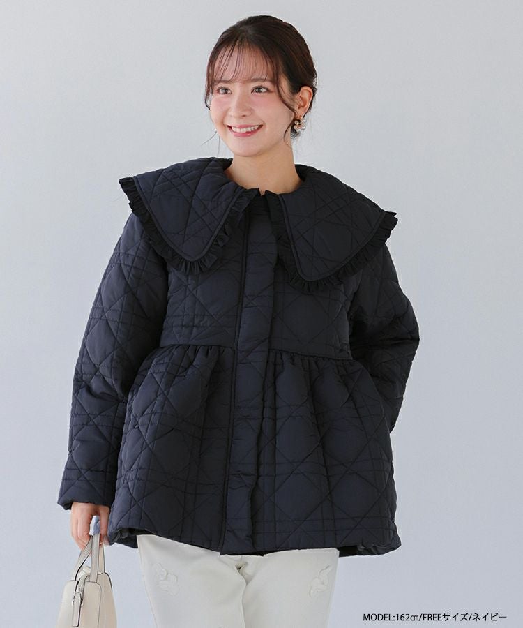 ZOZO限定商品】ビッグカラーキルティングペプラムコート【宅配便 