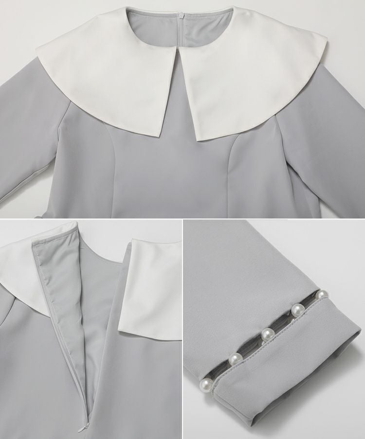 fitmore♡ビッグカラーはしごパールスリーブトップス セール】ビッグカラーはしごパールスリーブトップス（その他トップス