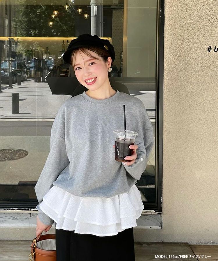 fitmore 裾フリルジャガードドッキングスウェット ZOZO限定商品】裾フリルジャガードドッキングスウェット【宅配便