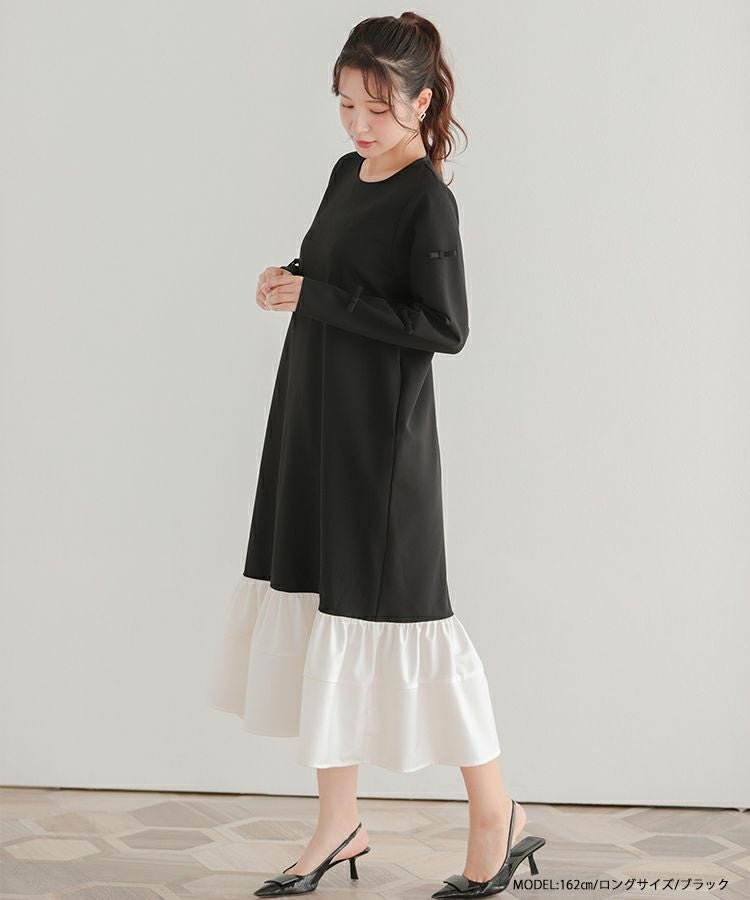 fitmore 袖リボンジャガードワンピース Fit more（フィットモア） ワンピース 「ZOZO限定カラー」袖リボン
