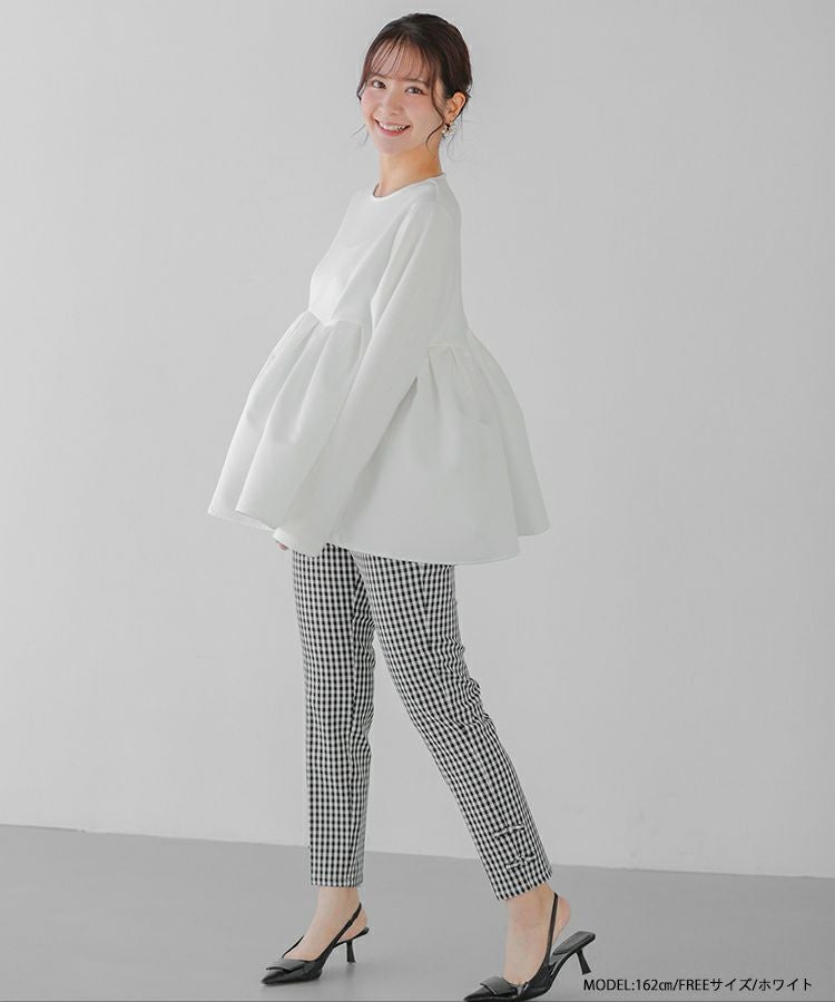 【新品タグ付き】Fit more ぷっくりトップス ZOZO限定商品】ボリュームタックペプラムトップス【宅配便】 | Fit more