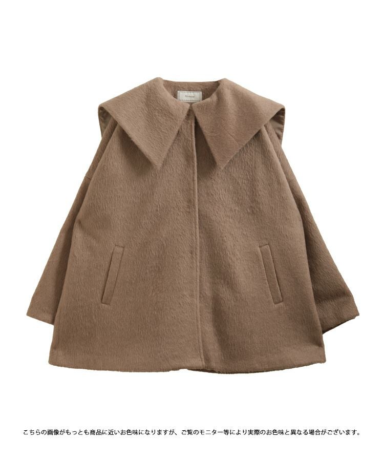 Fitmore　ビッグカラーウールライクシャギーコート　アイボリー Fit more（フィットモア） コート アウター ビッグカラーウールライク