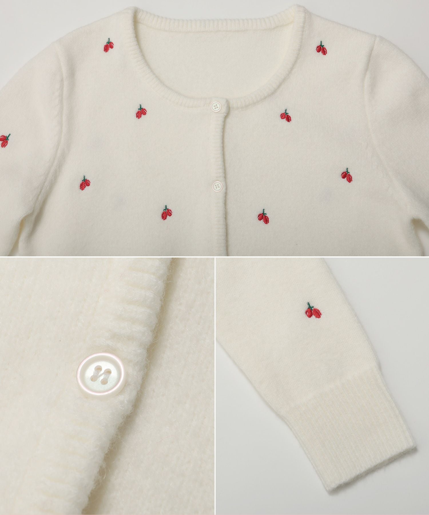 チェリー刺繍カーディガン【宅配便】 | Fit more