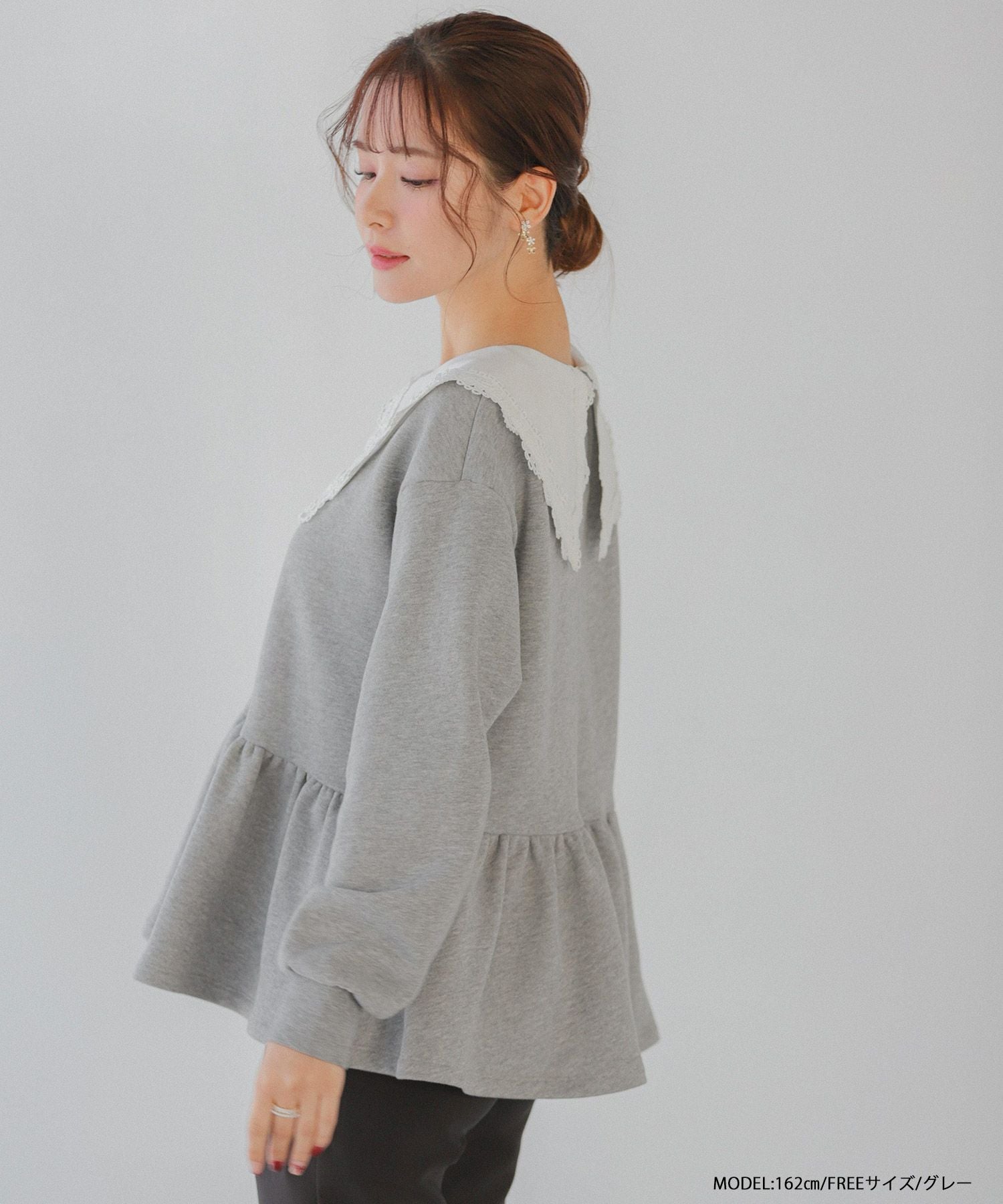 ZOZO限定商品】レース襟ペプラムスウェット【宅配便】 | Fit more