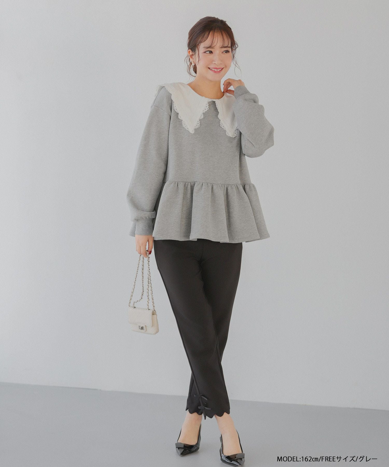 ZOZO限定商品】レース襟ペプラムスウェット【宅配便】 | Fit more