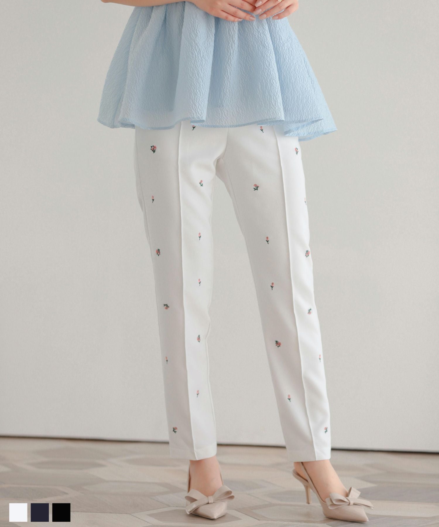 バックリボンジャガードペプラムトップス【即納】【宅配便】 | Fit more