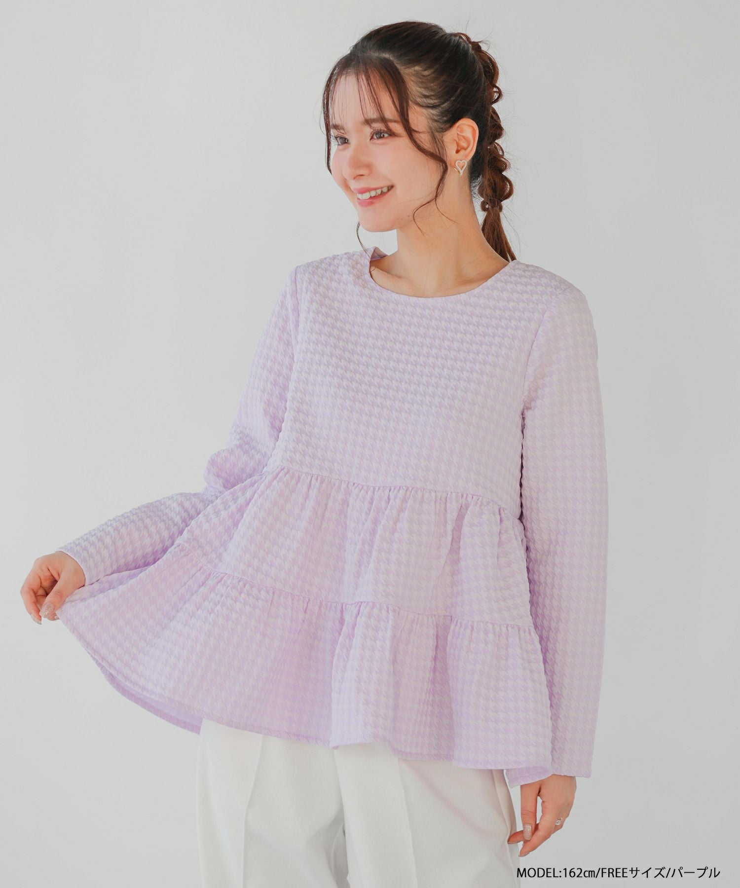 千鳥ジャガードティアードトップス【宅配便】 | Fit more