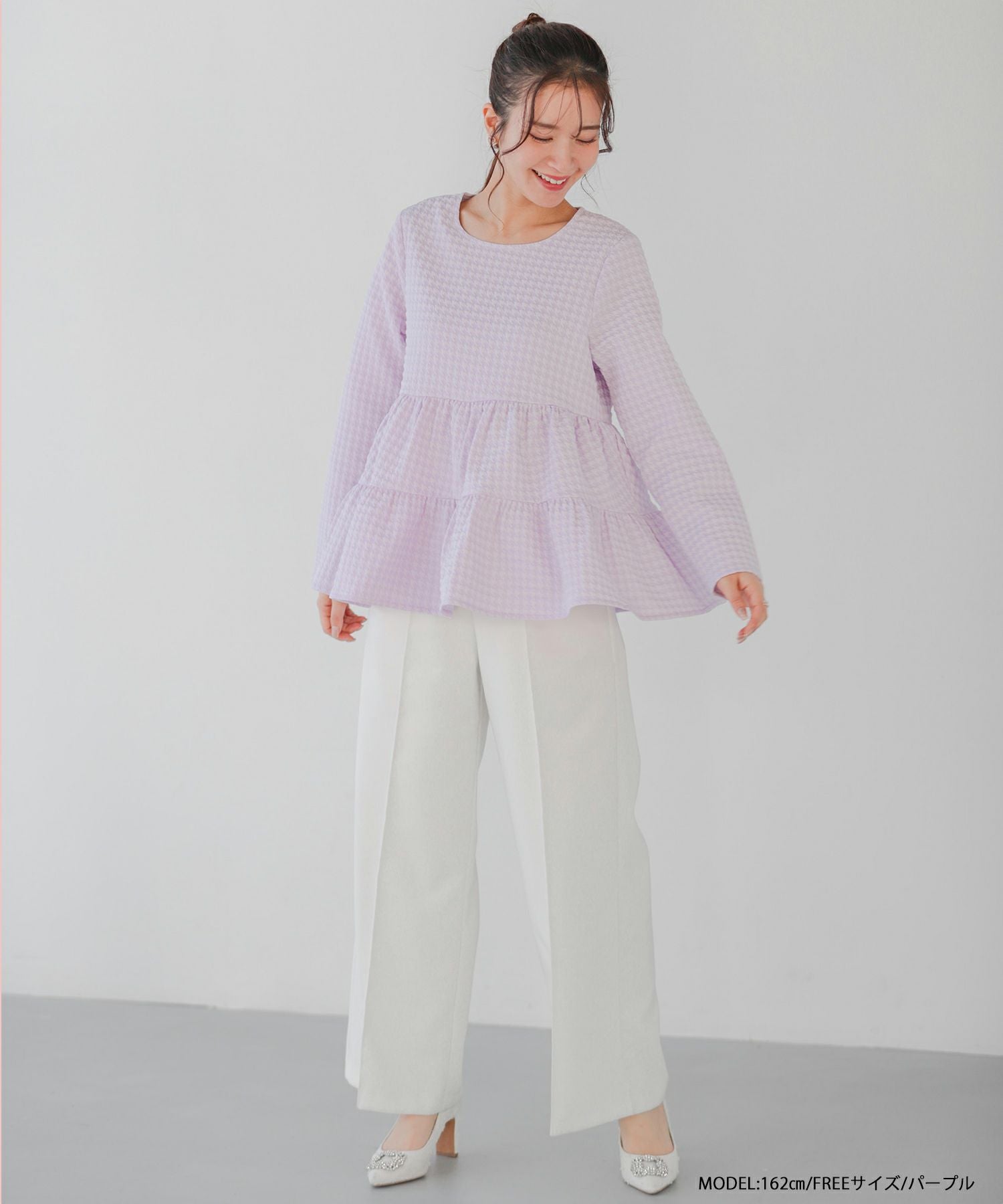 【Fitmore】ダイヤジャガードティアードトップス ZOZO限定商品】ダイヤジャガードティアードトップス（シャツ/ブラウス