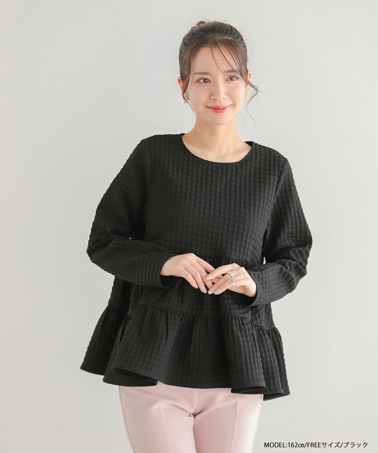 千鳥ジャガードティアードトップス【宅配便】 | Fit more