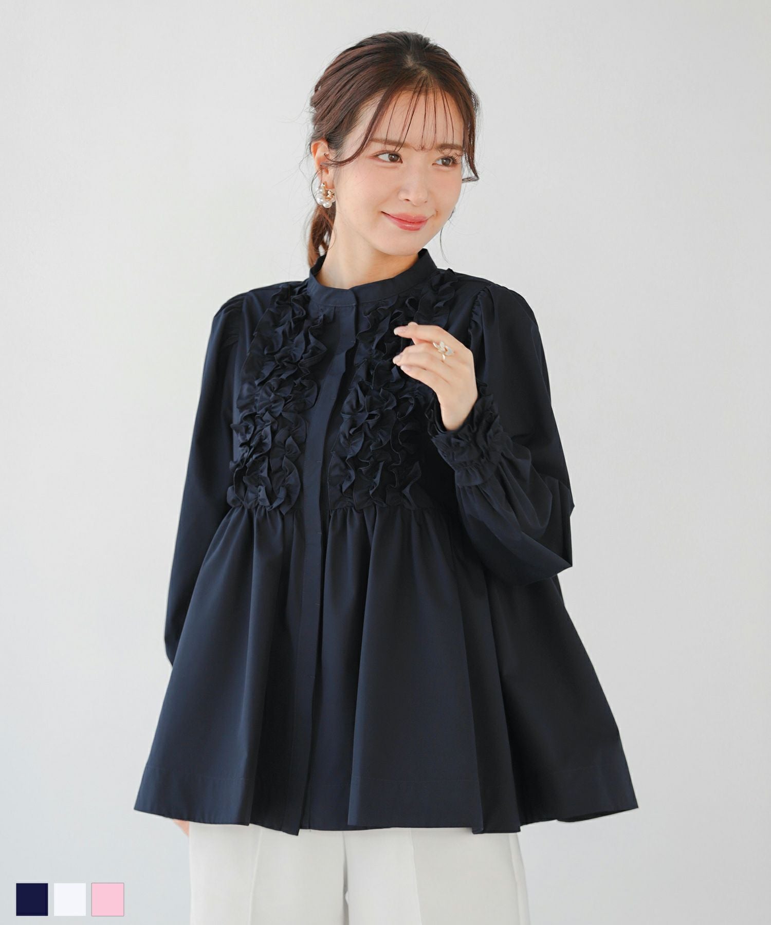 ZOZO限定商品】フロントフリルペプラム長袖ブラウス【宅配便】 | Fit more
