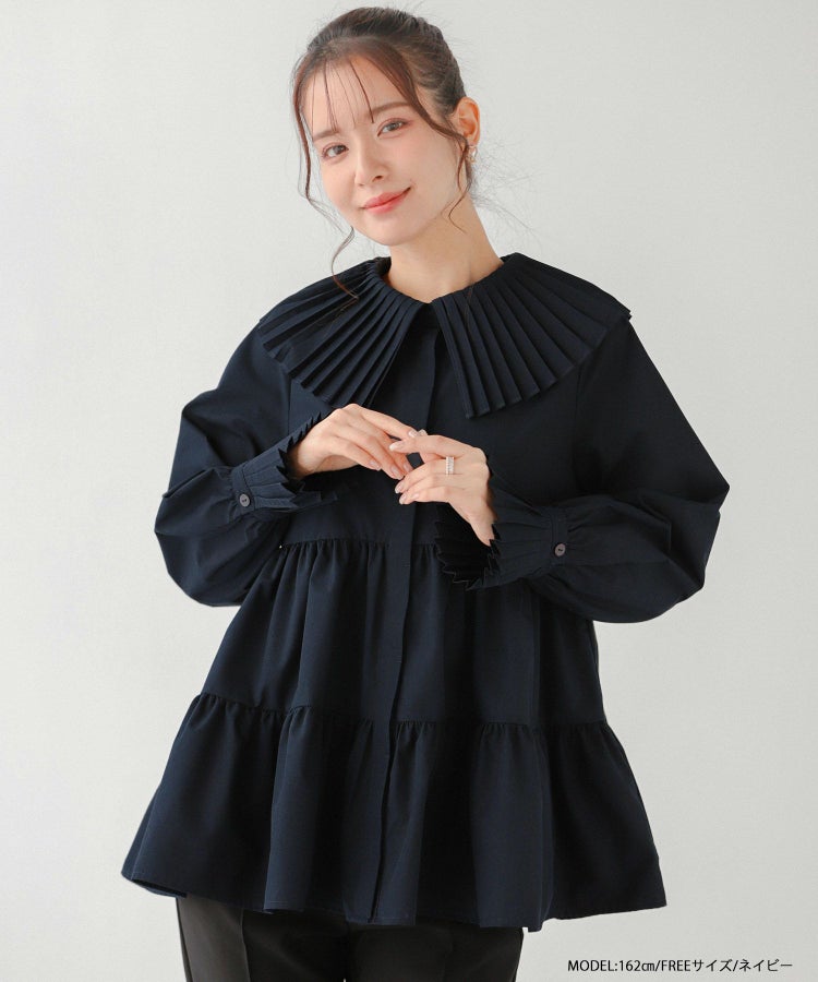プリーツカラーティアードブラウス【宅配便】 | Fit more 美品✨FURFUR 