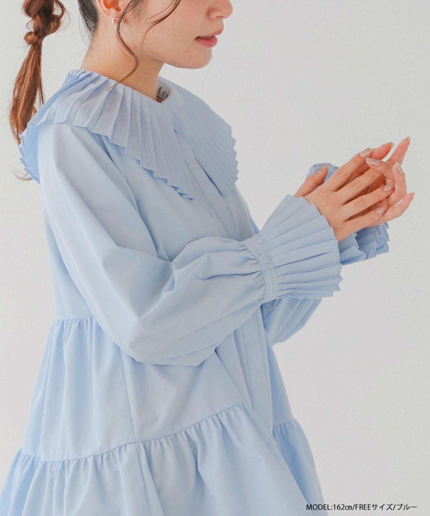 プリーツカラーティアードブラウス【宅配便】 | Fit more