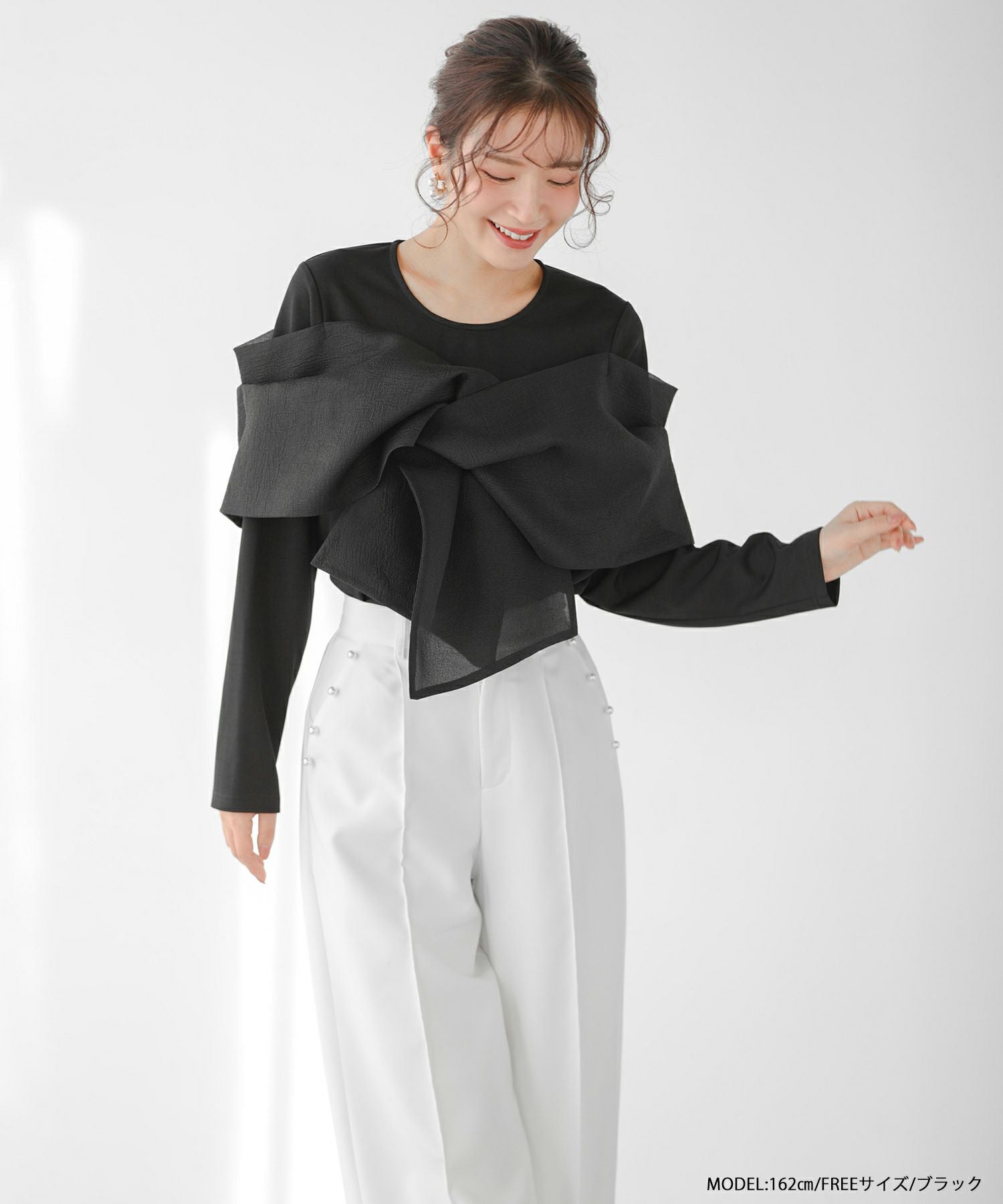 ☆新品タグつき☆ fitmoreコラボ　オーガンジードッキングカットソー オーガンジードッキングカットソー【宅配便】 | Fit more