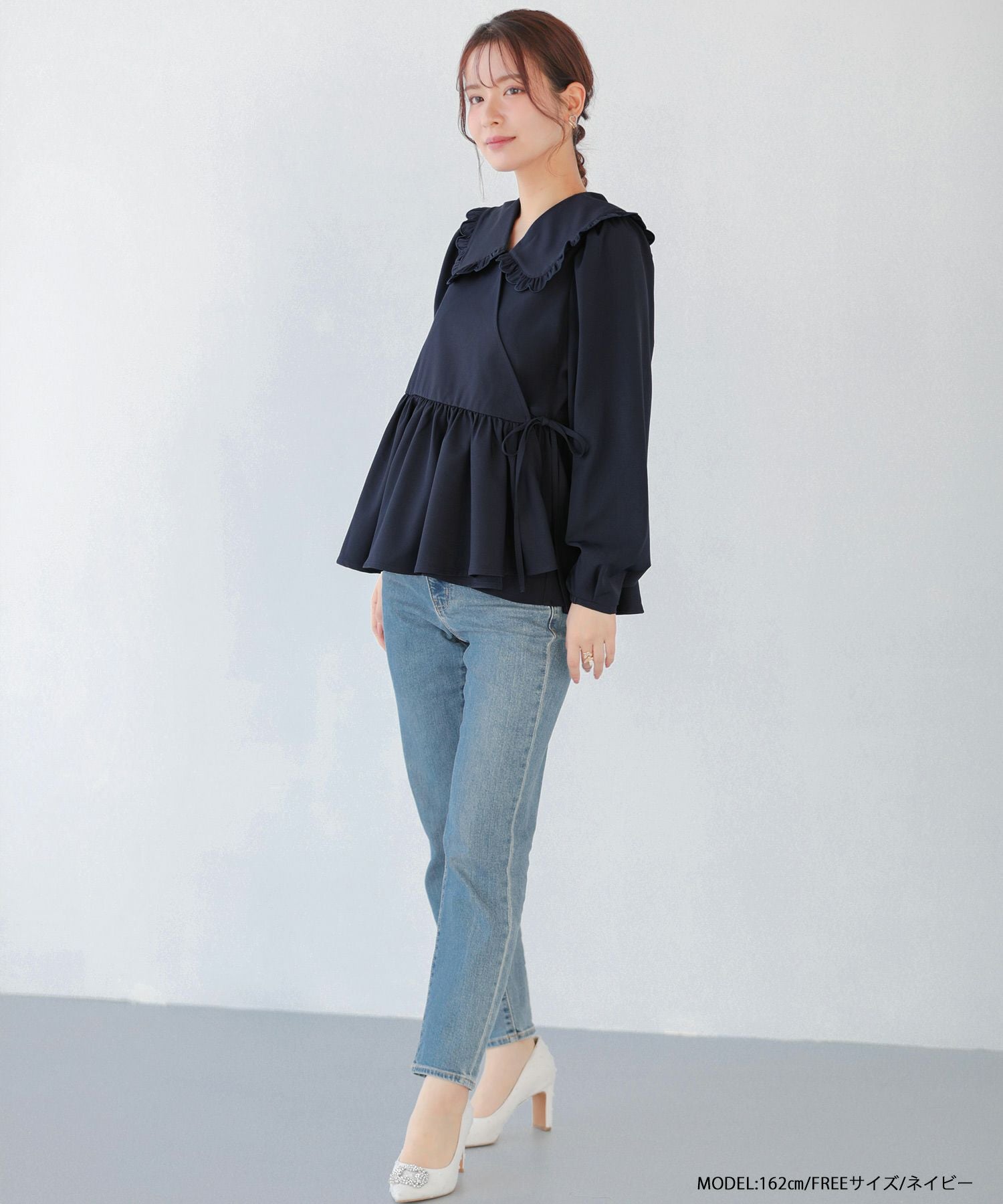 スカラップフリルカラーカシュクールブラウス【宅配便】 | Fit more