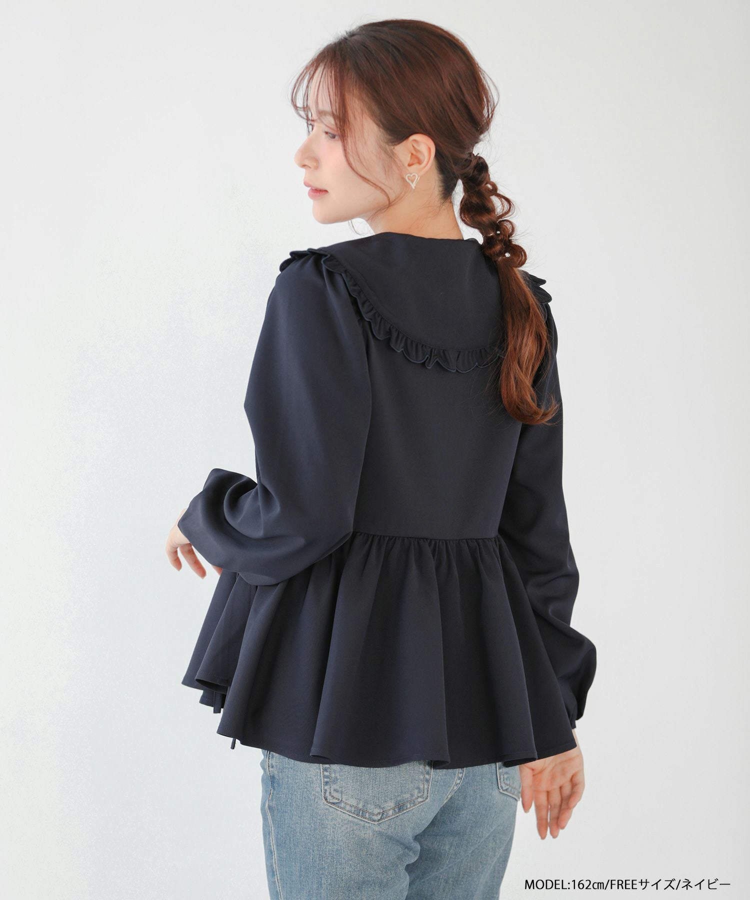 スカラップフリルカラーカシュクールブラウス【宅配便】 | Fit more