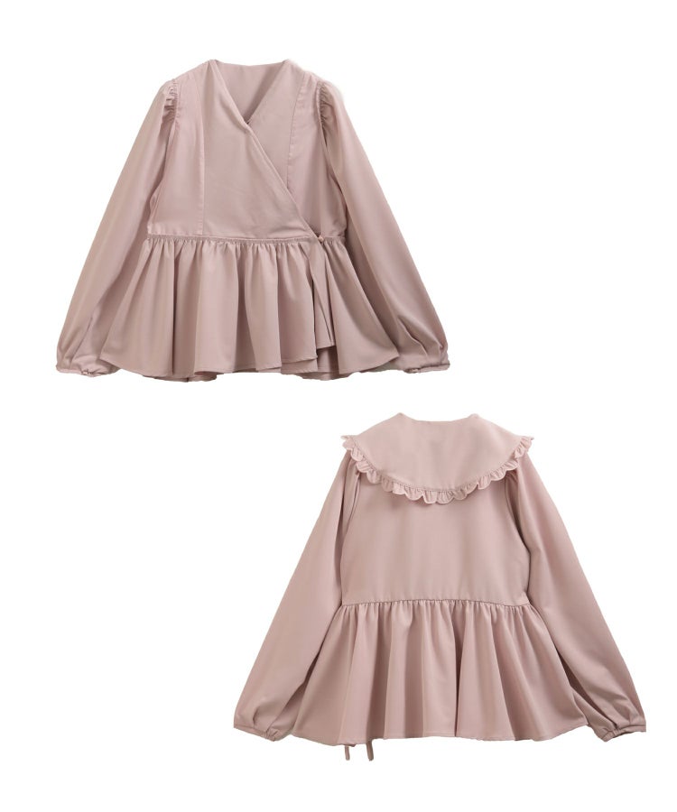 スカラップフリルカラーカシュクールブラウス【宅配便】 | Fit more
