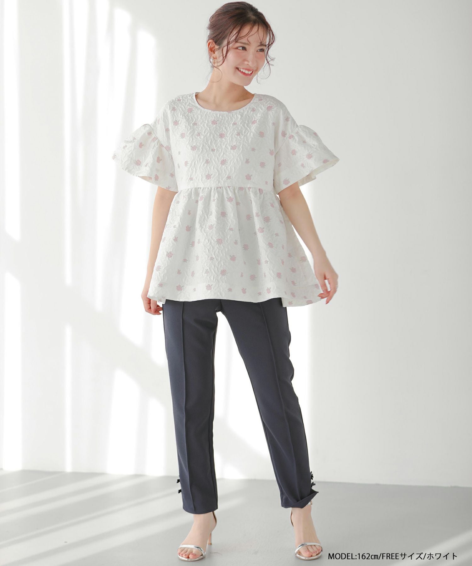 【新品タグ付き】fitmoreフラワースフレジャガードトップス フラワースフレジャガードトップス（その他トップス）｜Fit more