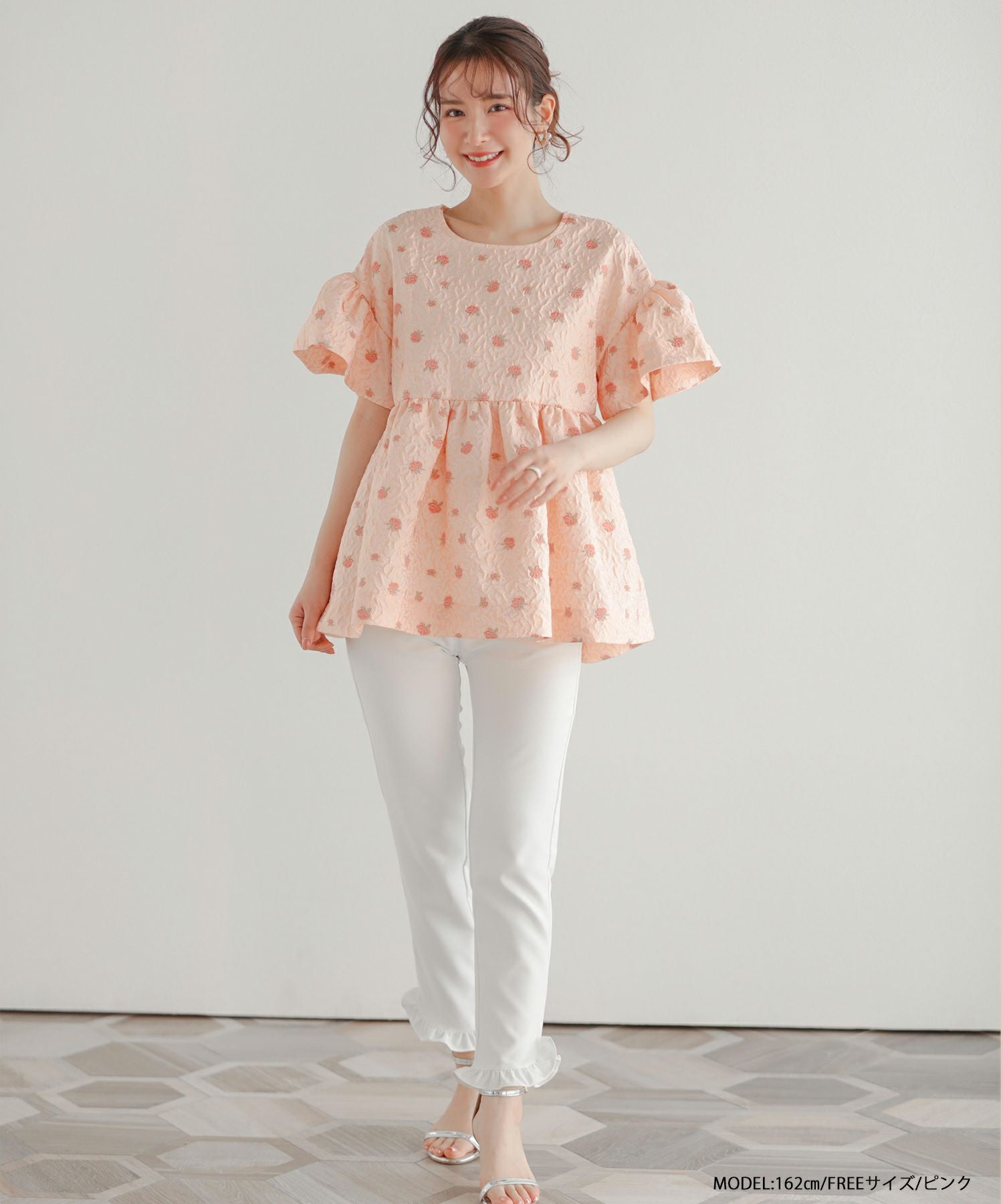 【新品タグ付き】fitmoreフラワースフレジャガードトップス フラワースフレジャガードトップス（その他トップス）｜Fit more