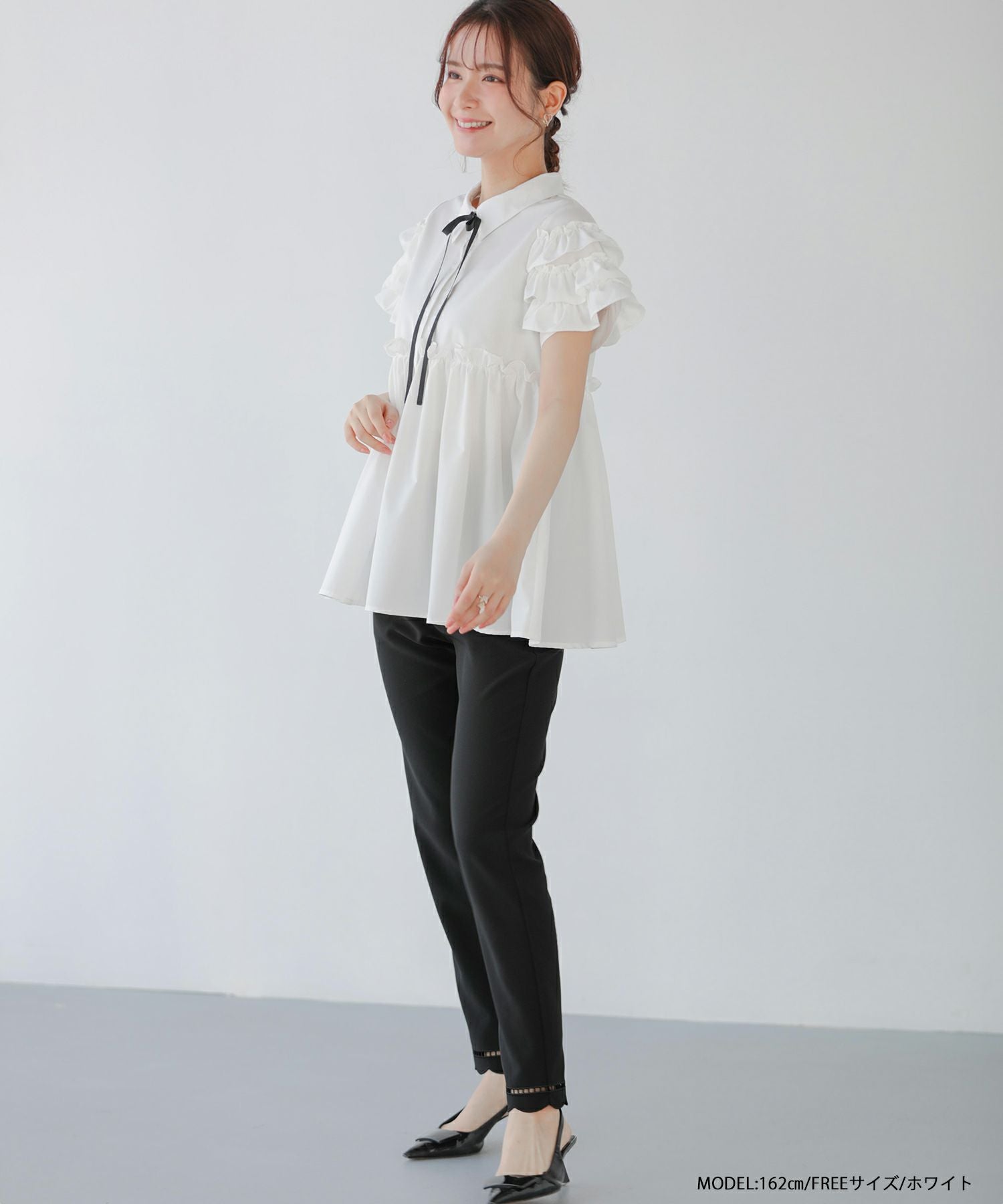 ZOZO限定商品】グログランリボン袖フリルブラウス【宅配便】 | Fit more