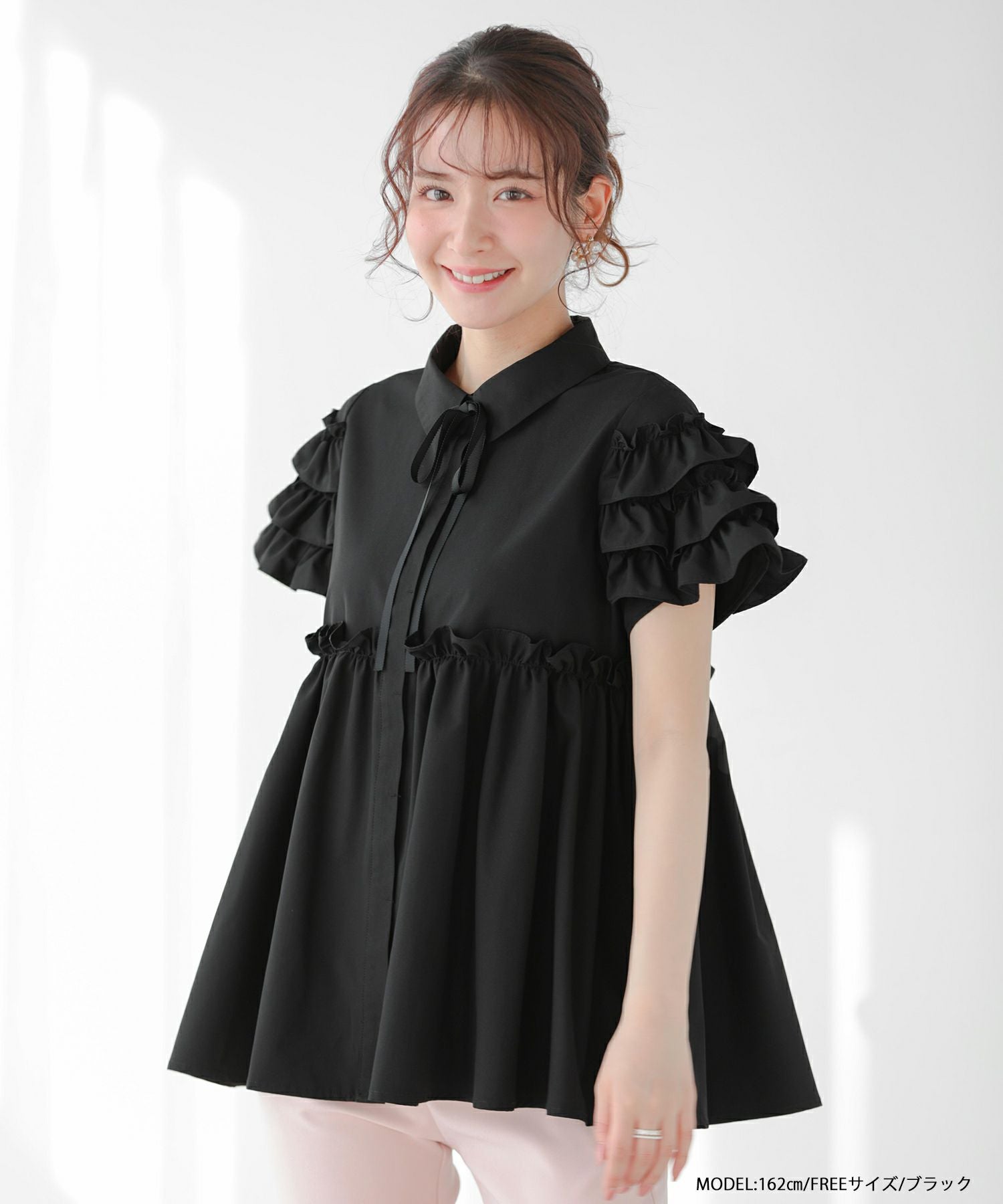 ZOZO限定商品】グログランリボン袖フリルブラウス【宅配便】 | Fit more