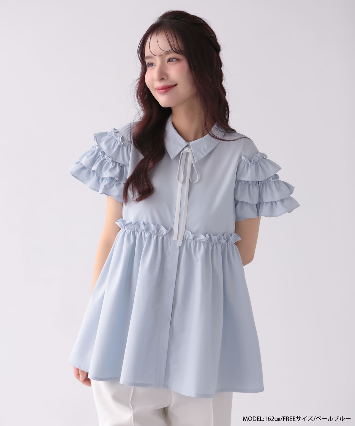 ZOZO限定商品】グログランリボン袖フリルブラウス【宅配便】 | Fit more