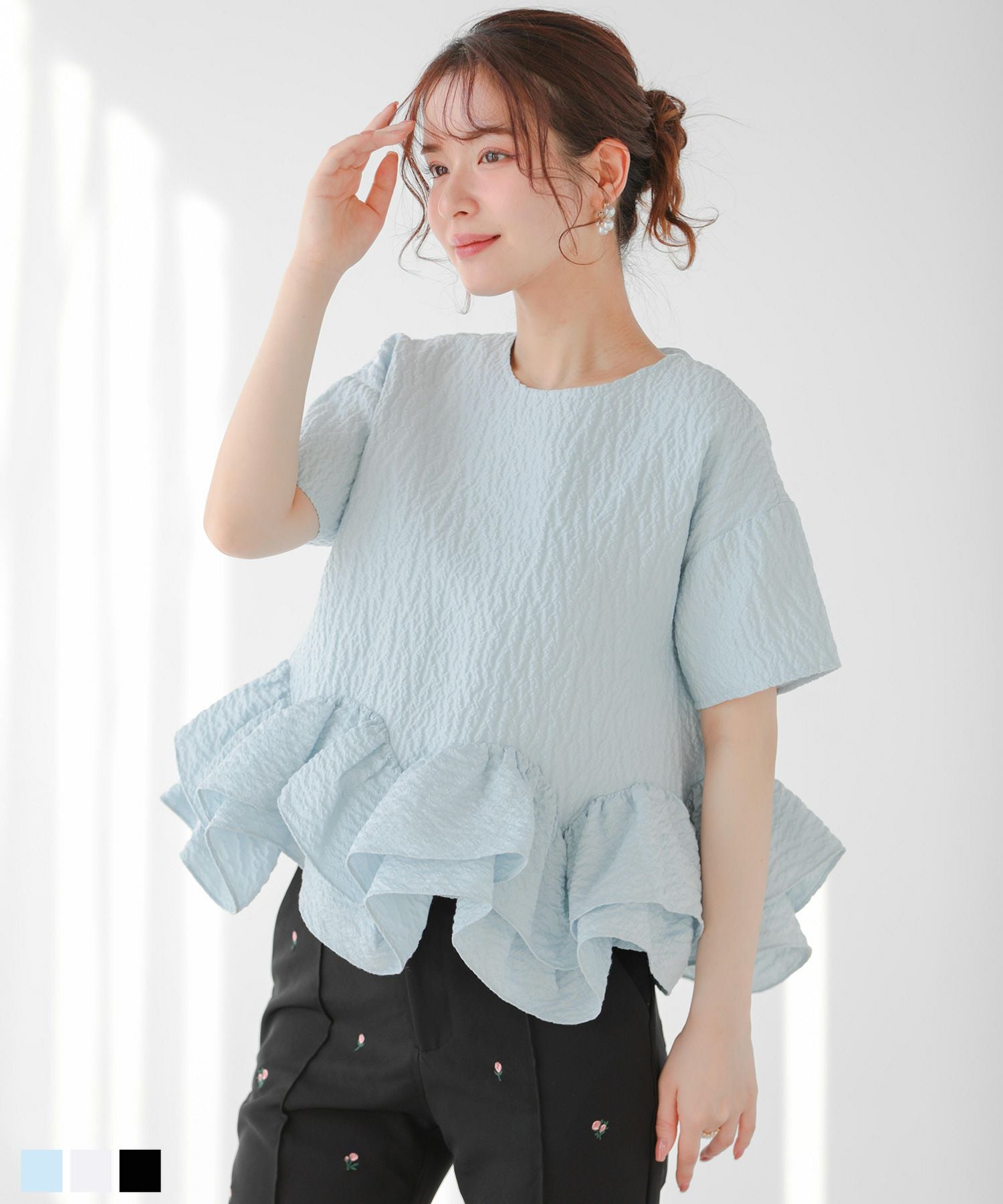 ミックスカラー花柄ジャガードトップス【宅配便】 | Fit more