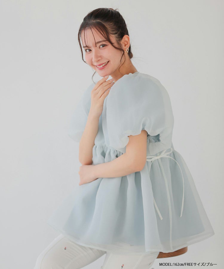 ZOZO限定商品】クリンクルシアーオーガンジーペプラムトップス【宅配便 