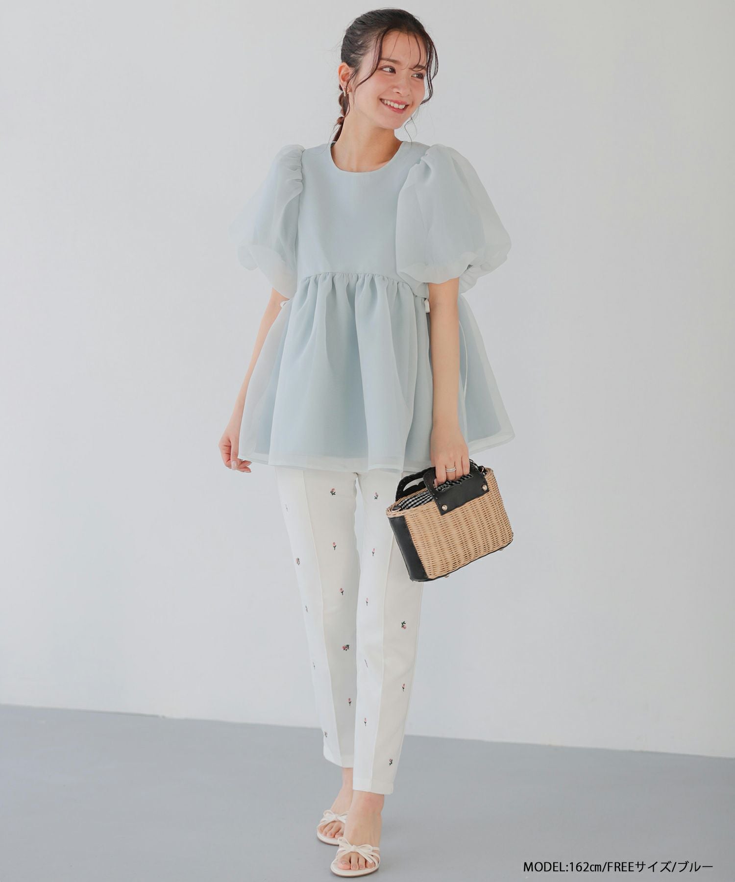 ZOZO限定商品】クリンクルシアーオーガンジーペプラムトップス【宅配便