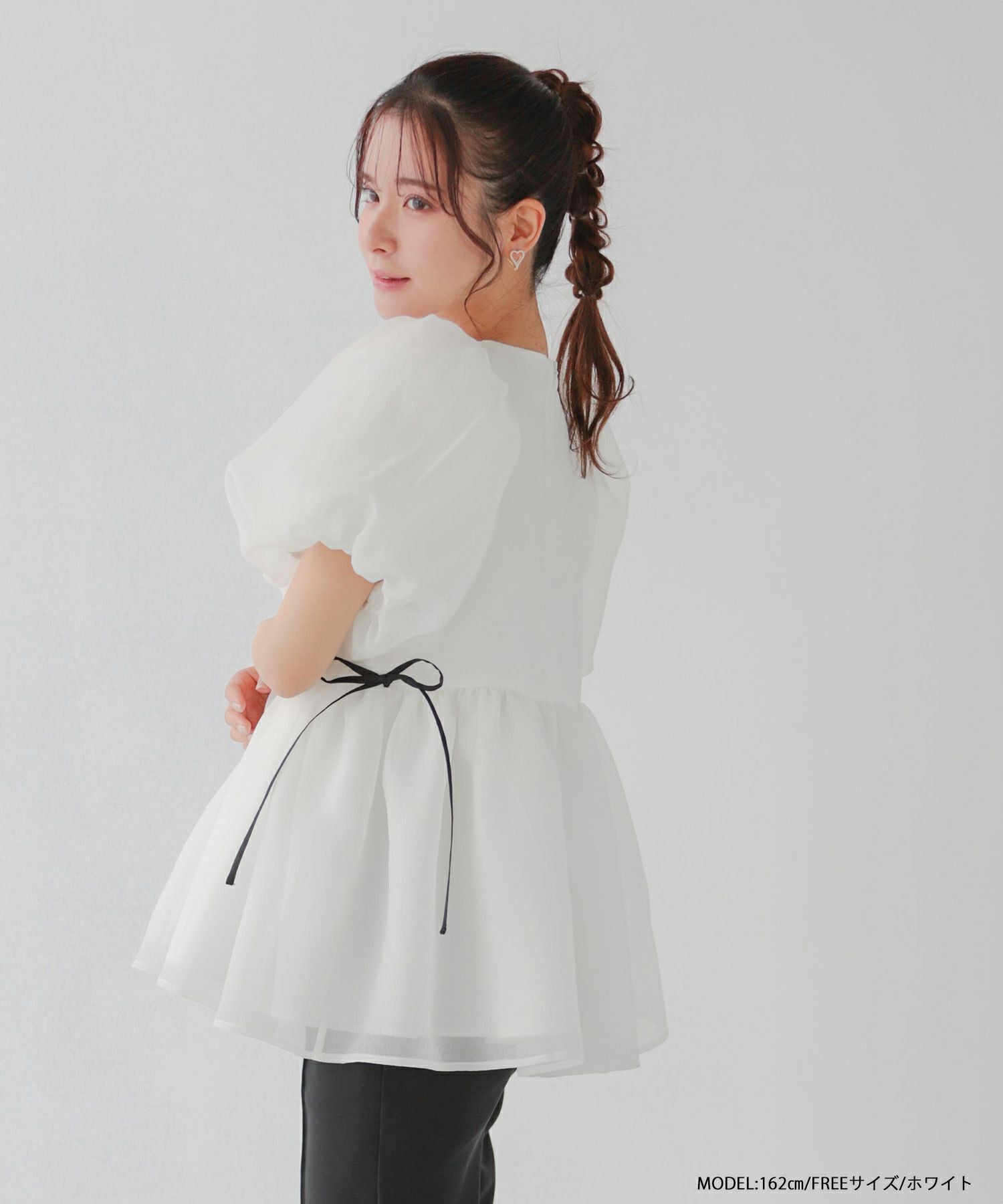 クリンクルシアーオーガンジーペプラムトップス【宅配便】 | Fit more