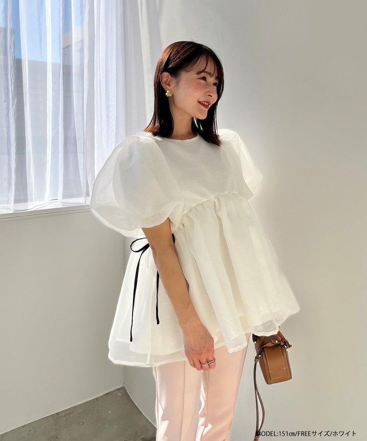 ZOZO限定商品】クリンクルシアーオーガンジーペプラムトップス【宅配便 