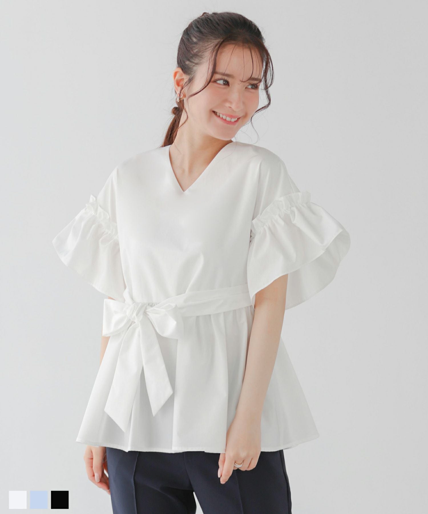 アシメペプラムジャガードトップス　fitmore アシメペプラムジャガードトップス【ZOZO限定商品】（シャツ/ブラウス