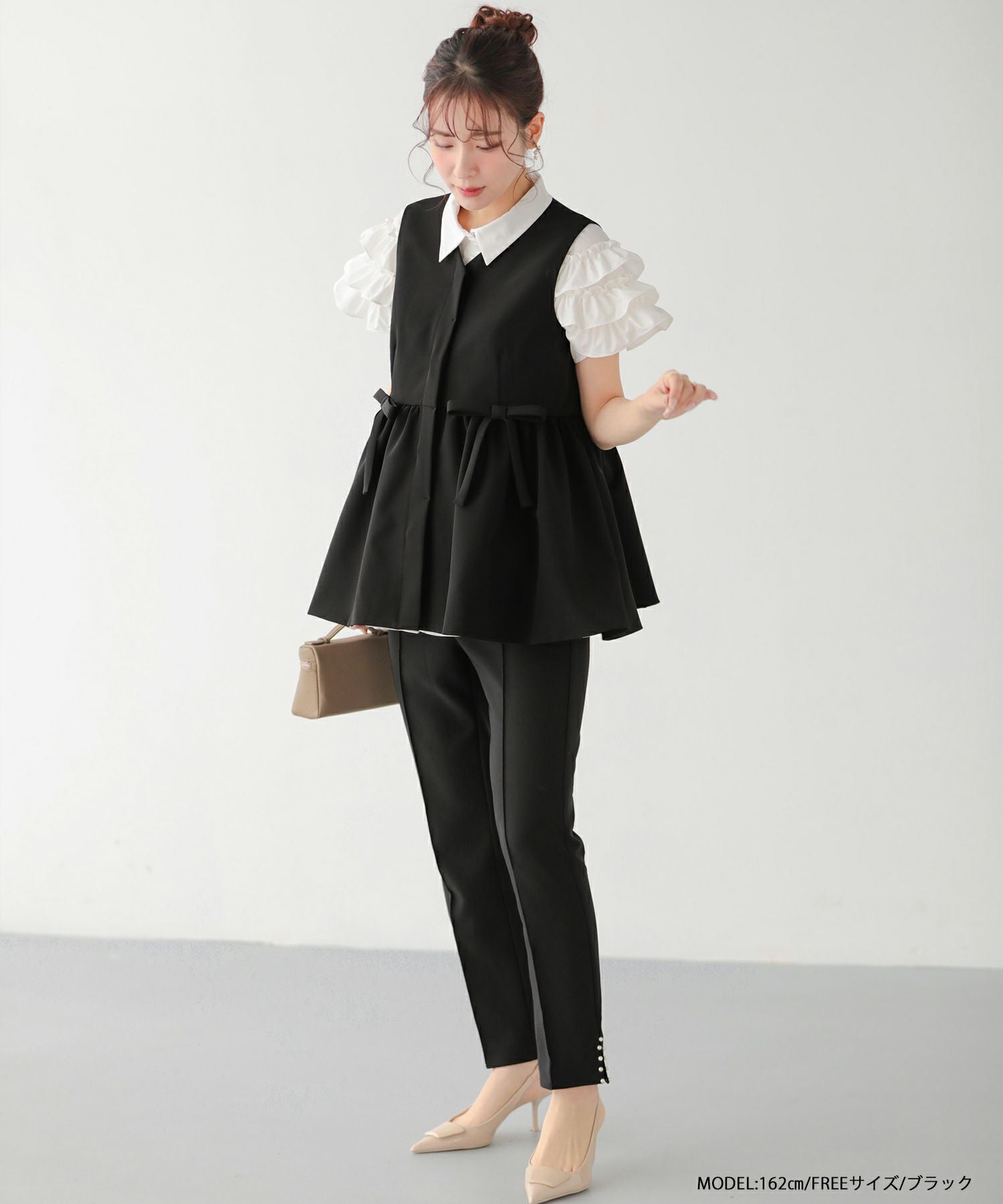 ZOZO限定商品】ウエストリボンペプラムジレ【宅配便】 | Fit more
