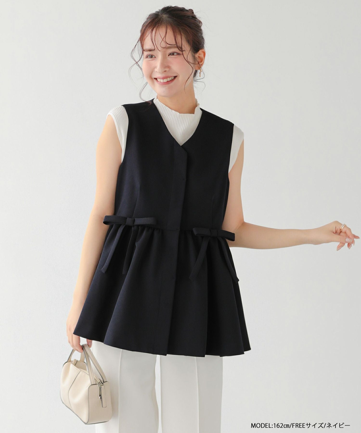 ZOZO限定商品】ウエストリボンペプラムジレ【宅配便】 | Fit more