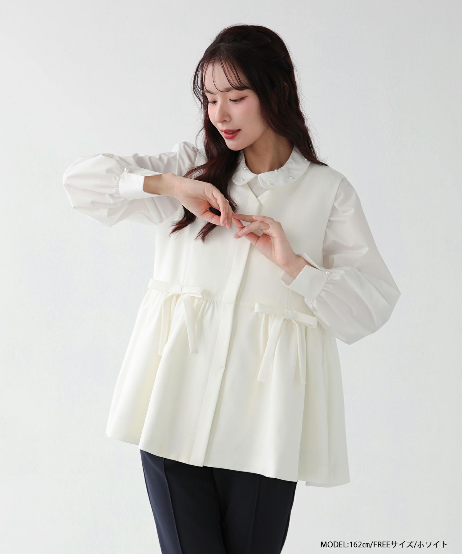 ZOZO限定商品】ウエストリボンペプラムジレ【宅配便】 | Fit more