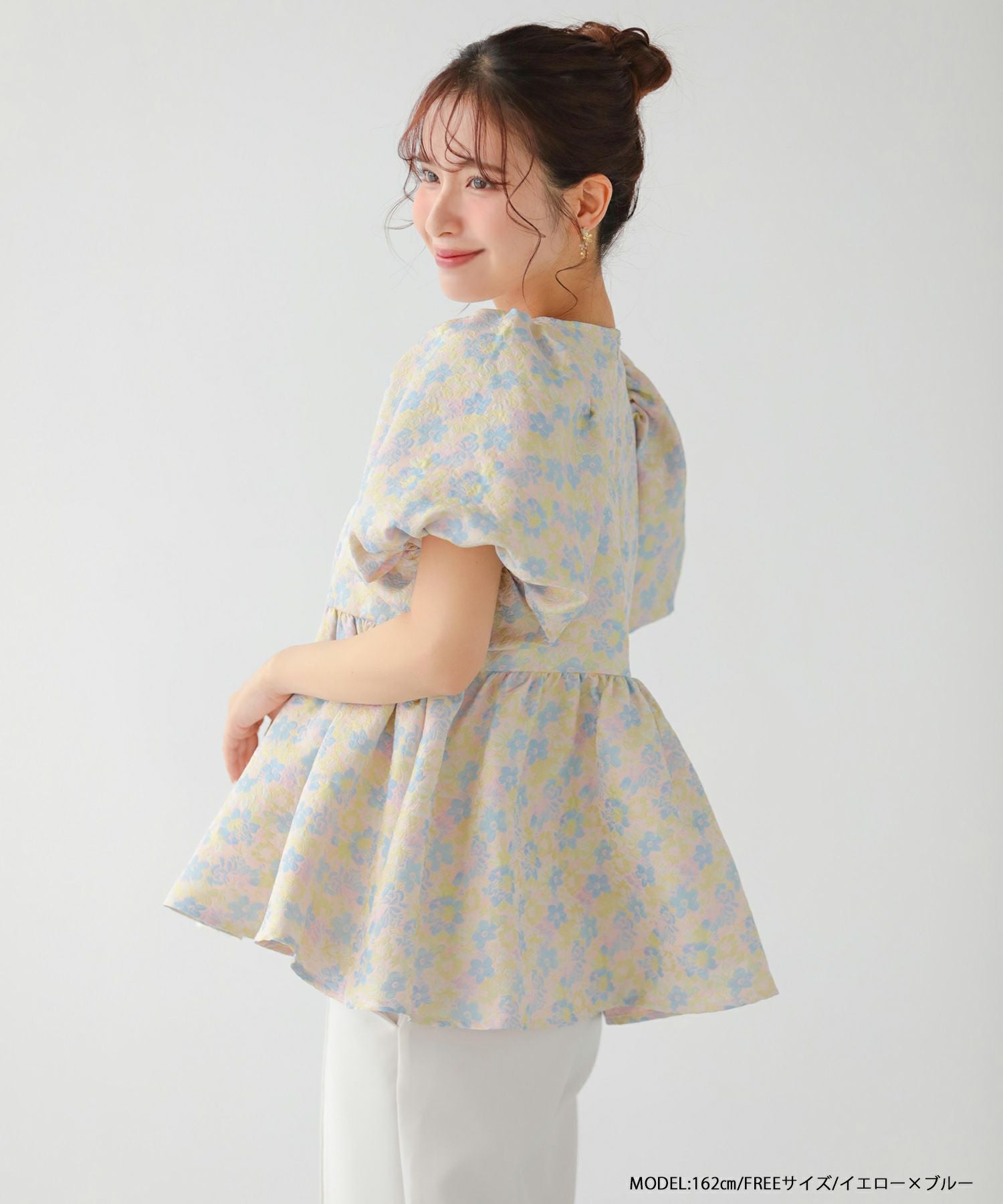 ミックスカラー花柄ジャガードトップス【宅配便】 | Fit more