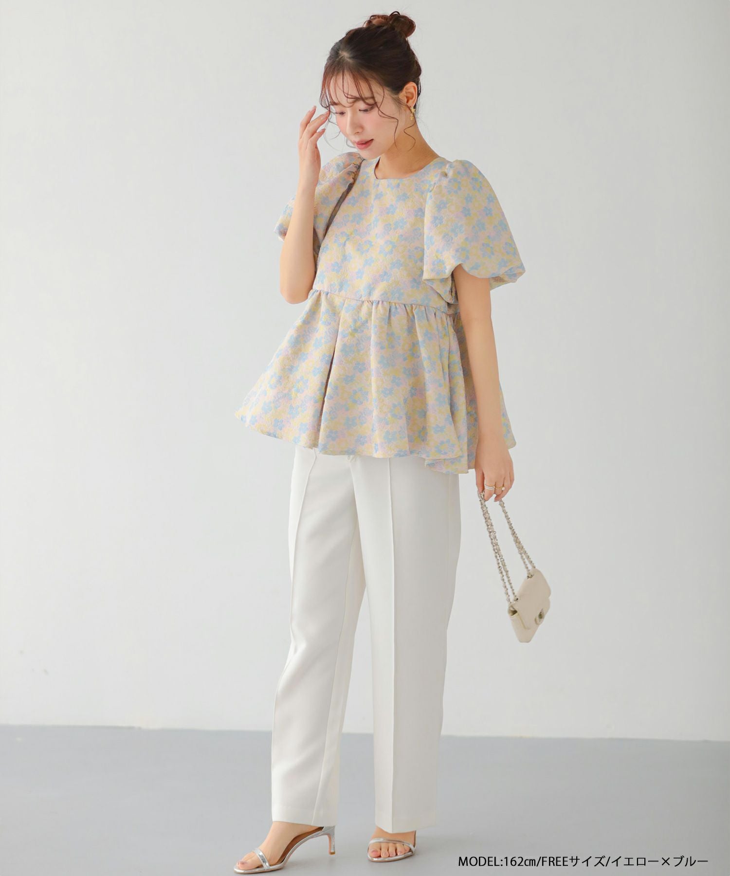 ミックスカラー花柄ジャガードトップス【宅配便】 | Fit more