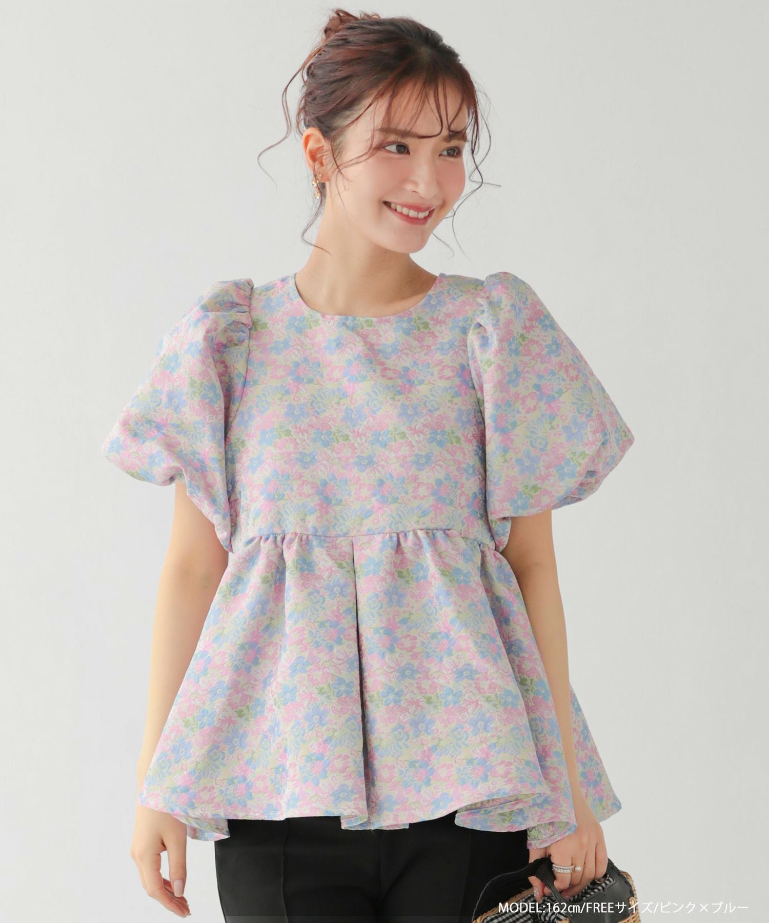 ミックスカラー花柄ジャガードトップス【宅配便】 | Fit more