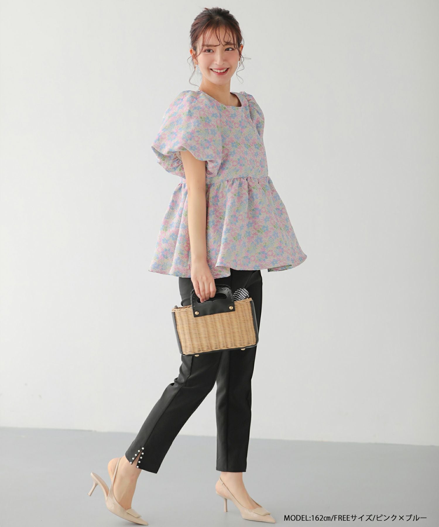 ミックスカラー花柄ジャガードトップス【宅配便】 | Fit more