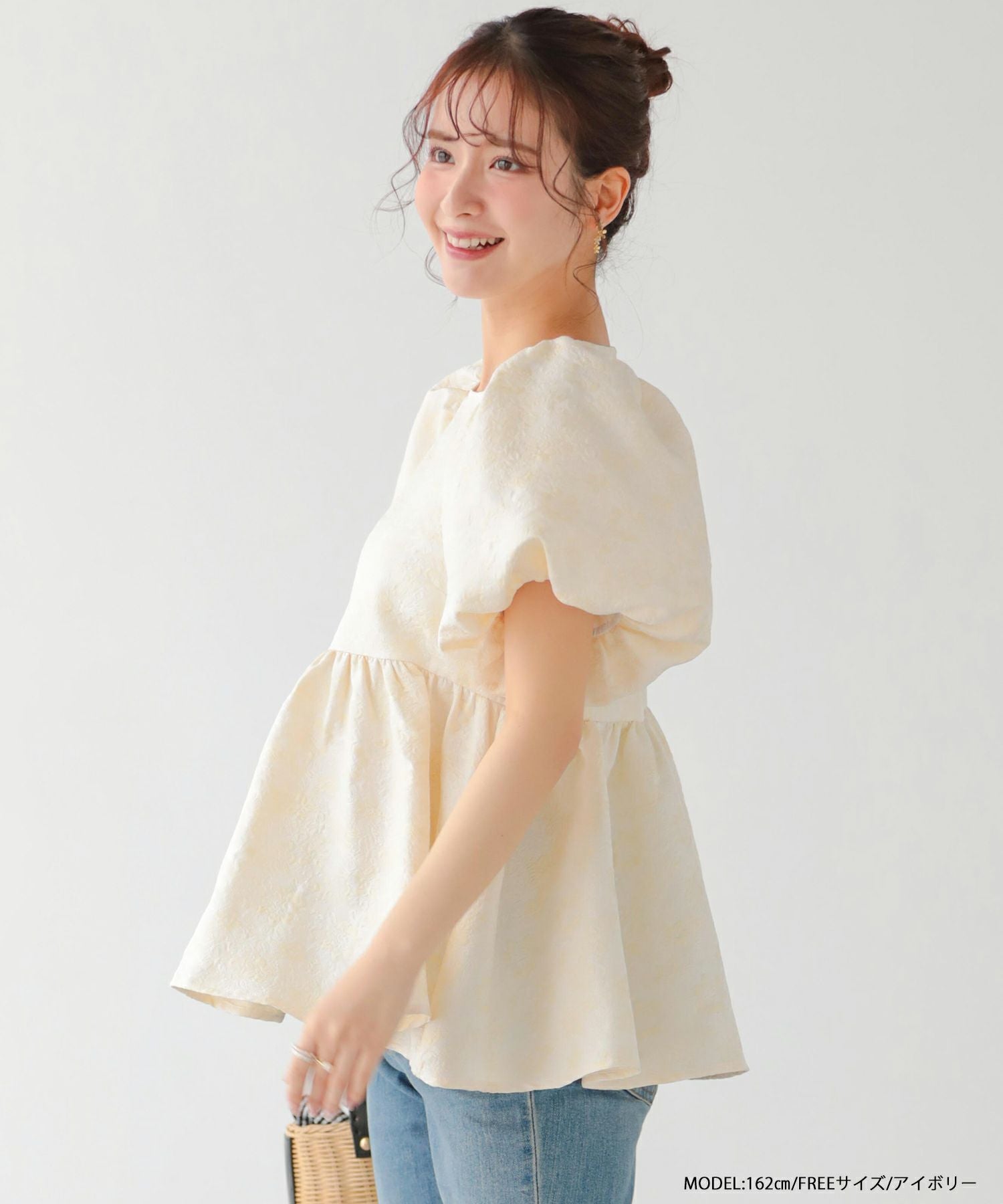 ミックスカラー花柄ジャガードトップス【宅配便】 | Fit more